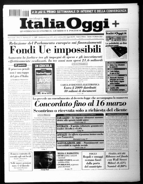 Italia oggi : quotidiano di economia finanza e politica